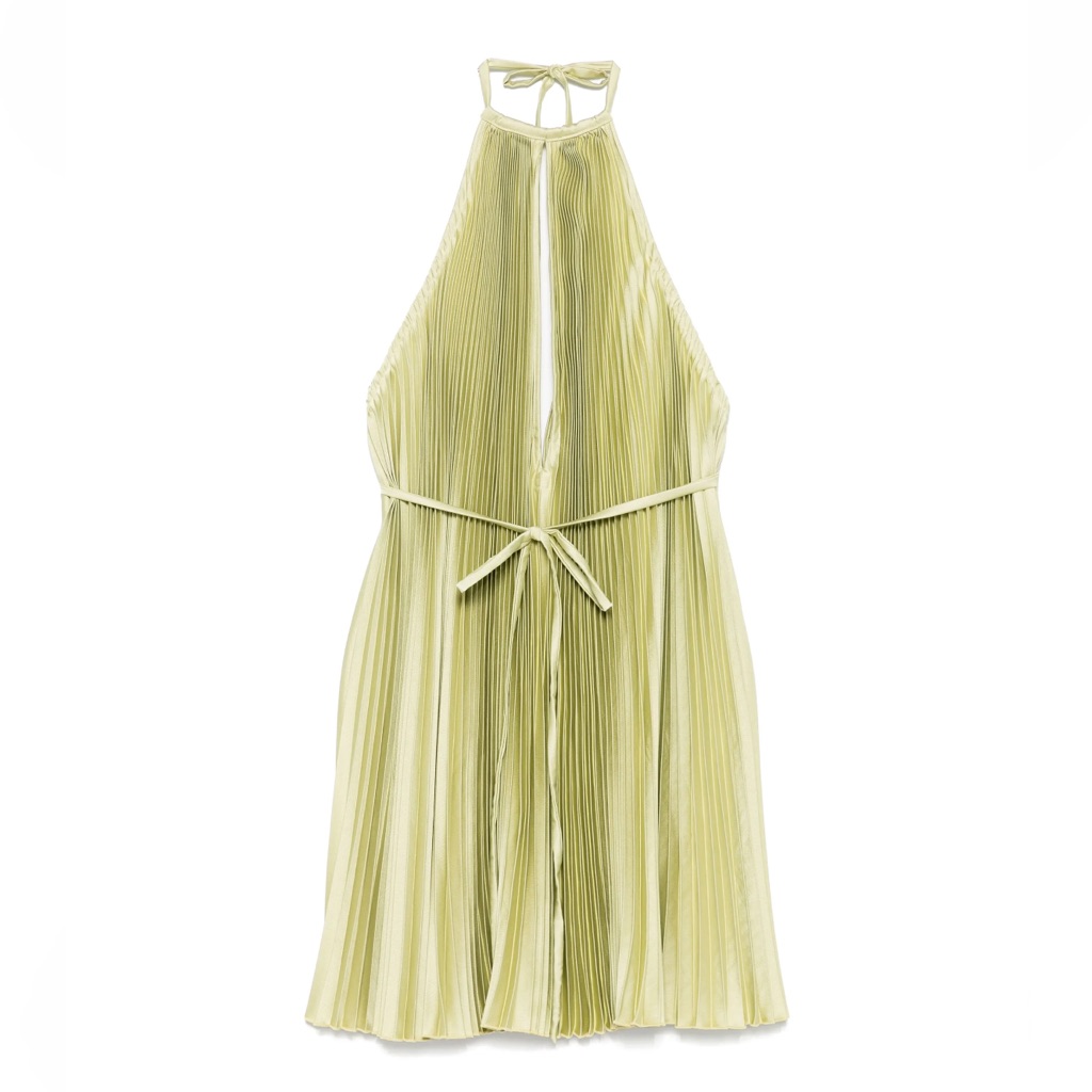 L’ide Pleated Halter Dress In Light Green